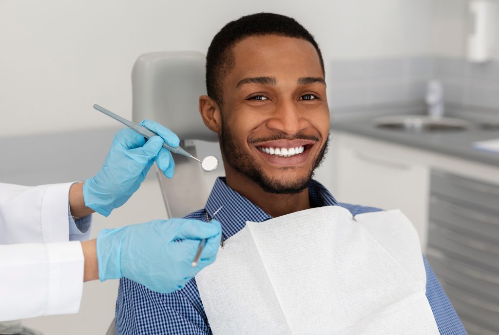 man in dentist chair